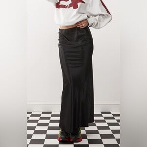 Elegant Black satin Maxi Skirt